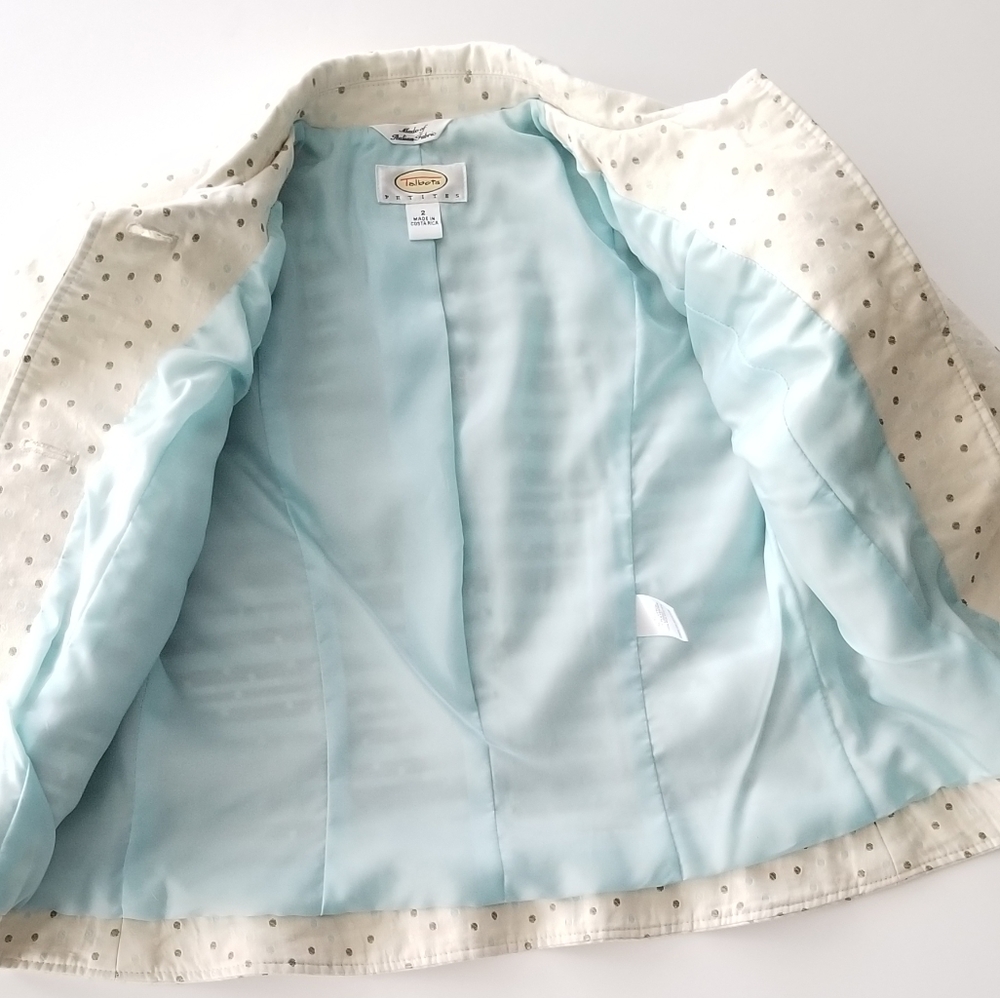 Talbots Jacket Cream with Polka Dot Detail. - Picture 5 of 12